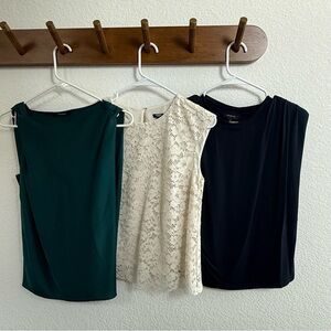 Banana Republic Sleeveless Tops - Teal, Lace Cream, and Black